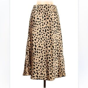 Kourt animal leopard print champagne gold and black midi skirt